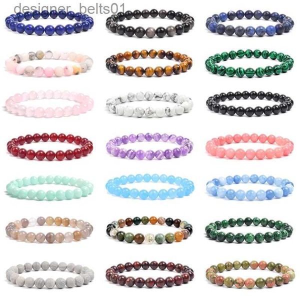 Bracelets de charme Bracelet de perles de pierre naturelle pour femmes hommes améthystes quartz de cristal aigue-marine Jades bijoux Agates Bracelet élastique BraceletsL231214