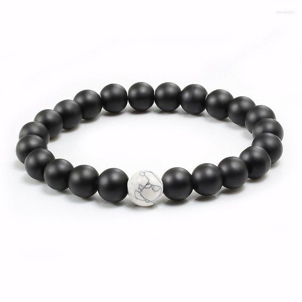 Bracelets de charme Perles de pierre naturelle Yeux de tigre Noir Mat Blanc Bracelet de perles Hommes Femmes Yoga Bouddha Prière Élastique Pulseira Bijoux