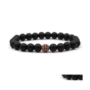 Bedelarmbanden natuursteenarmband mannen micro pave voor vrouwen sieraden zwarte kralen drop levering dhzoj