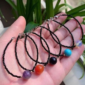 Bracelets de charme pierre naturelle pour femmes filles Améthystes Opale Agates minuscules petites perles Bracelet de cristal noir