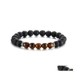 Charm Bracelets Piedra Natural Lava Yoga Beads 7 Chakras Aceite Esencial Difusor Pulsera Brazalete Para Mujeres Hombres Joyería Dhs Drop Deliver Dhi2F