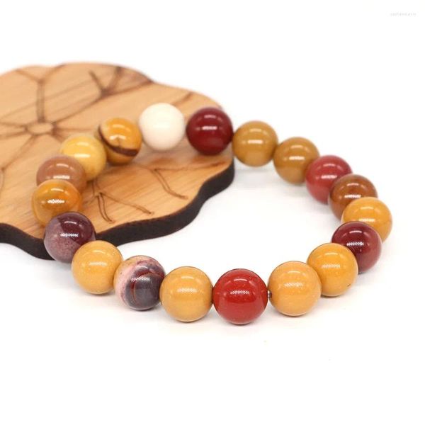 Bracelets de charme Bracelet Mookaite en pierre naturelle Reiki cristaux de guérison Quartz fait à la main corde élastique bijoux polis pierres précieuses rondes perles amour