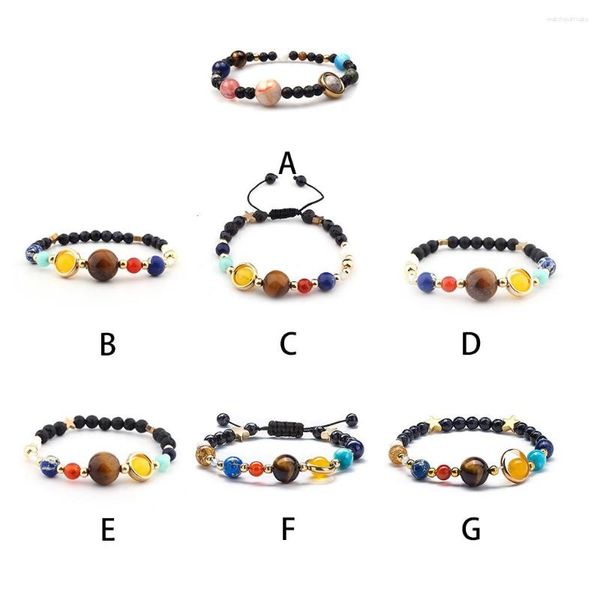 Pulseras con dijes Sistemas solares de piedra natural Pulsera con estilo Ajustable Elástico Decorativo Fácil de emparejar Brazalete Adorno de joyería