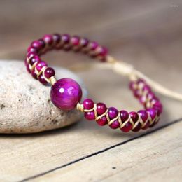 Pulseras con dijes, pulsera de urdimbre de piedra Natural, cuentas de ojo de tigre, cadena trenzada hecha a mano, brazalete de Yoga DIY, joyería para hombres y mujeres