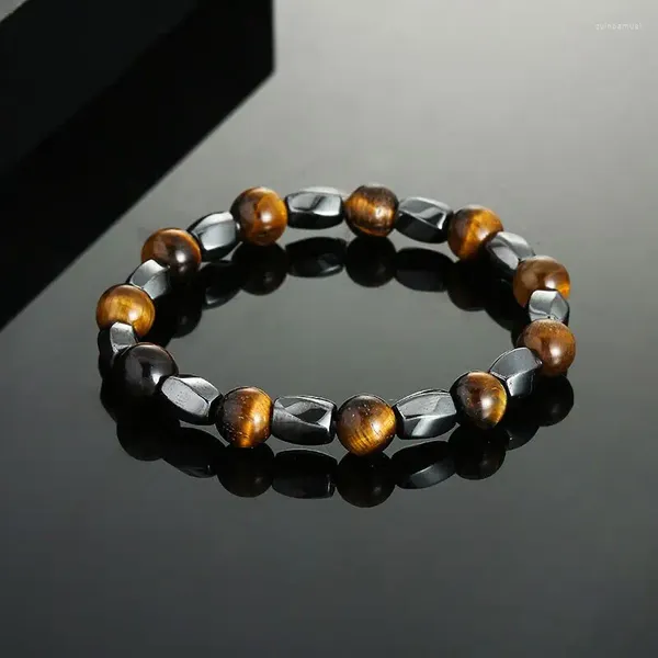 Pulseras de encanto Natural Tiger Eye Obsidian Hematite Beads Hombres para magnético Multi-capa Protección de la salud Mujeres Joyería Pulsera Hombre