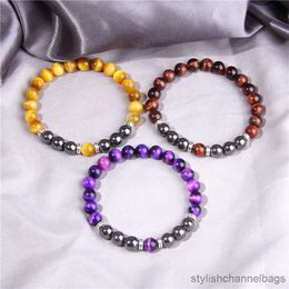 Pulseras con dijes Ojo de tigre natural Piedra Hematita Cuentas magnéticas Pulsera hombres Pulsera de piedra Pulseras mujeres hombres Joyería al por mayor R230905