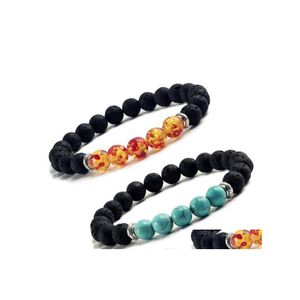 Bedelarmbanden natuurlijke vulkanische steen vrouwen chakra nce kralen mannen zwarte lava turquoises streng bangle drop levering sieraden dh7gc