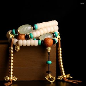 Bracelets de charme Bracelet Bodhi blanc naturel 108 perles bouddhistes tibétaines prière religieuse Pulseras bracelets pour femmes