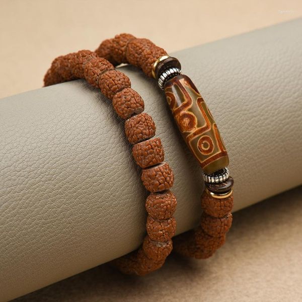 Pulseras de encanto Madera natural trenzada Hombres Meditación ajustable Bodhi Beads Pulsera Mujeres Joyería de oración Yoga Homme