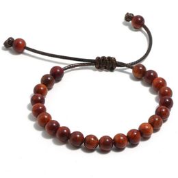 Bracelets porte-bonheur en bois naturel fait à la main corde tressée brins de perles pour femmes hommes Party Club mode bijoux livraison directe Dh0W4