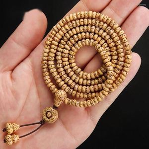 Bracelets de charme Naturel Jaune Bodhi Perle Bracelet Multicouche Ethnique Rosaire Gourd Pendentif Hommes Femmes Collier Bijoux