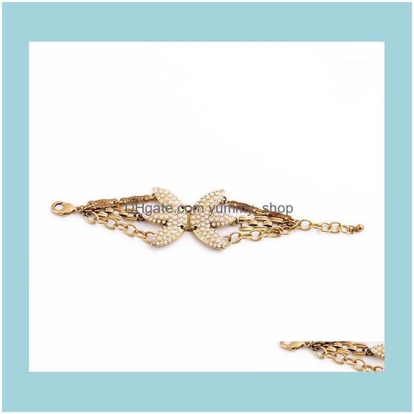 Bracelets à breloques Nbiu Fashion Jewelry Making Supplies Alliage de zinc Keep On Gold Color Incrusté Simated Pearl Cluster Couture Bracelet1 Drop De