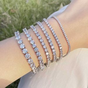 Bedelarmbanden kettingen Linlang S925 Sterling zilver 23456 mm armband Volledige rij zirkoon hoge koolstof diamant zware tennisketen