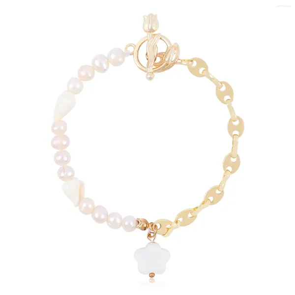 Pulseras con dijes NEKOL, pulsera con cuentas de perlas, colgantes de flores, accesorios de joyería para damas y niñas, joyería de moda al por mayor para mujeres