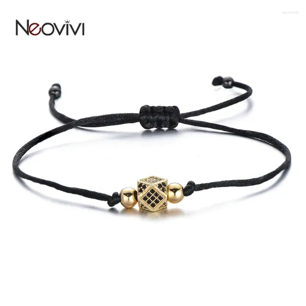 Bracelets de charme neovivi zircon polygone perle avec perles en métal diy bosse noire rouge file femmes hommes artisanat bijoux cadeau