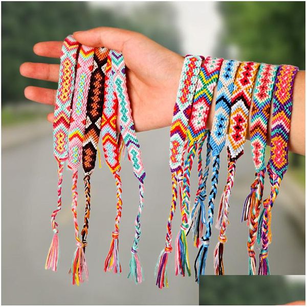 Bracelets de charme Népal Boho Tissage à la main Bracelet tressé pour femmes Ami Bohème Coton Corde Ethnique Bracelet Amitié Bijoux Drop de Dhpeh