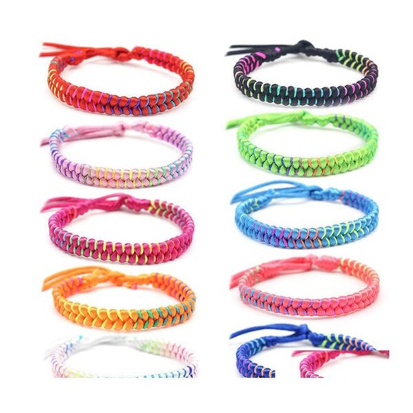 Pulseras con dijes Nepal Boho tejido a mano trenzado para mujeres bohemio Vintage Colorf cuerda de algodón cuerda brazalete étnico pulsera amigo Je Otjp8