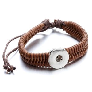 Bedelarmbanden nieuwe 18 mm snap knoppen lederen mode gevlochten touw wrap armband voor dames heren noosa sieraden groothandel dhgarden dhymg