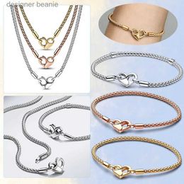 Braccialetti con ciondoli Nuovo braccialetto in argento 925 con cuore Chiusura con lucchetto Catena con serpente d Anniversario per le donne Regali San Valentino per la festa Matrimonio Fai da te L231109