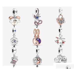 Bedelarmbanden nieuwe 925 sterling sier fit pandora charmes armbanden muis liefde hart bengelen bloem damesbird kompas charme voor europea dh7kc