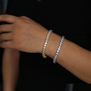 Bracelets de charme Nouveau arrivé Mens Iced Out Tennis Bracelet avec CZ rond carré coupe Hip Hop hommes bijoux goutte femmes mari cadeau livrer Dh7Ch