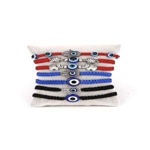 Pulseras con dijes Nuevo Azul Mal de ojo Cadenas de cuerda trenzadas para mujeres Hombres Tortuga Elefante Hamsa Mano Red String Bangle Fashion Drop Entrega DHKJT