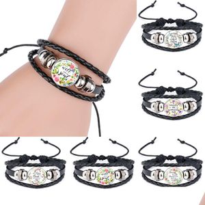 Charm armbanden nieuwe christelijke Bijbel gevlochten lederen touw Wrap Bangle voor vrouwen glas Cabochon christenen schrift religieuze sieraden D Dhktd