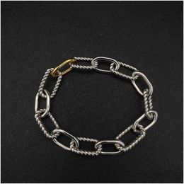 Braceletas Charm New Dy Circle Link Chain Diseñador de diseñador para mujeres Cadenas cubanas Diamantes Fashion Retro Luxury Party Birthday Jewelr Otph4