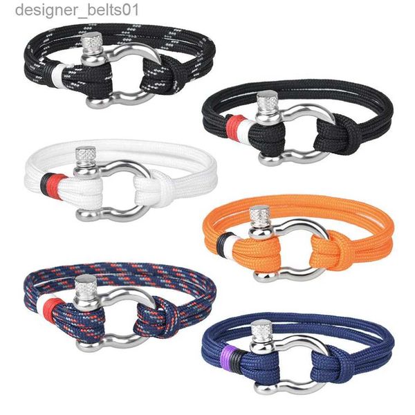 Bracelets de charme Nouveaux bijoux de mode marine sport couleur corde Milan corde bracelet hommes et femmes métal crochet et boucle boucleL231214
