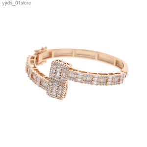 Bracelets de charme Nouvelle couleur en argent doré ouvrir carré zircon charme glacé bling baguette cz bracele pour hommes femmes bijoux de luxe l46