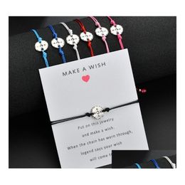 Pulseras con dijes Nuevo Hacer una tarjeta de deseo Pulsera ajustable Brújula Encantos Colgante Romántico 7 colores Cadena de cuerda Mujeres Gota Entrega Joya DHQ1D