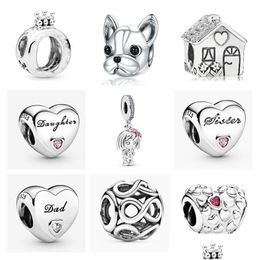 Charm Bracelets Nouveau Populaire 925 Sterling Silver Charm Crown Pet Dog House Diy Perles Convient Pour Primitive Pandora Bracelet Womens Je Dhzgz