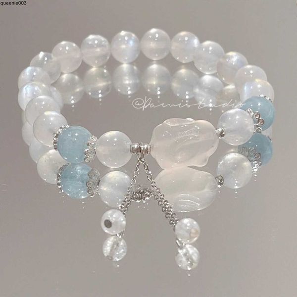 Pulsera de diseño Pulseras con dijes Nuevo producto Piedra natural de luz de luna Litchi Luna congelada Pulsera de conejo Regalo femenino Hailanbao chino