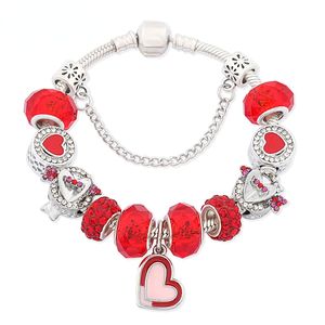 Bracelets de charme Nouveau coeur de cristal goutte à goutte rouge romantique flèche de Cupidon rouge grand bracelet de perles