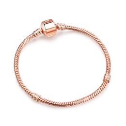 Charm Armbanden Nieuwe Rose Gold Basic Snake Chain Armband Vrouwen Mannen Magnetische Sluiting Bangle Voor Europese Kralen Sieraden Maken 17-21Cm D Dhkb9