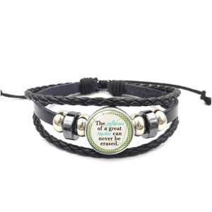 Bracelets de charme Nouveau professeur tressé corde en cuir pour femmes hommes lettre de remerciement bracelet mode enseignants jour bijoux cadeau livraison directe Dhqi6