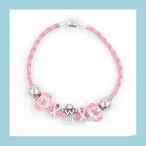 Charm Armbanden Nieuwste Breast Cancer Awareness Europese Kraal Angel Kralen Roze Lint Armbanden Drop Levering 2022 Sieraden Dhkfl