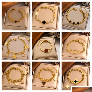 Bracelets à charme Designer de style plus récent 4 / quatre feuilles de trèfle Bijoux 18k Gold Bangle For Women Chain Elegant Jewellery Gift No Drop livrer otwjx