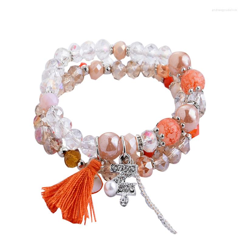 Bracelets porte-bonheur NoEnName 3 pièces/ensemble lettre concepteur amitié bracelets pour femmes haute qualité gland cristal perle Bracelet Femme