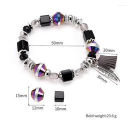 Bedelarmbanden notenname één laag elasticiteit kleurrijke glas kristal kralen fabriek prijs blad kwast joodse armband voor vrouwen