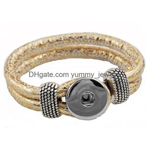 Bracelets de charme Noosa Ginger Snap Bouton Bracelet 18mm Interchangeable Bijoux Mode Hommes Serpent Modèle Cuir Bracelet Chaîne 10 Drop Dh7Ni