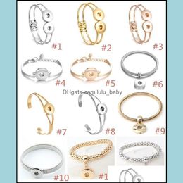 Bedelarmbanden Noosa Sier Gold Ploated Snap Button Bracelet 18mm Knopen Charm Bangels Diy sieraden Drop levering 2021 armbanden Dhsell Dhktn