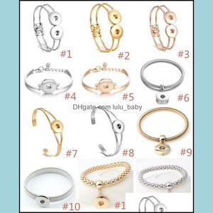 Pulseras con dijes Noosa Sier Chapado en oro Pulsera con botón a presión 18 mm Botones Brazaletes Diy Joyería Entrega directa Dhjkc