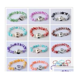 Bedelarmbanden Noosa snap knop armband armband 10 mm hars stenen kralen 18 mm snaps hoogwaardige diy knoppen sieraden enkele druppel de dhfud