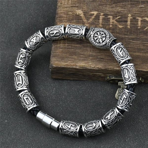 Pulseras con dijes Pulsera de runas nórdicas Vikingo 13 piezas Cuentas Vegvisir Brújula Amuleto Viking Accesorio eslavo