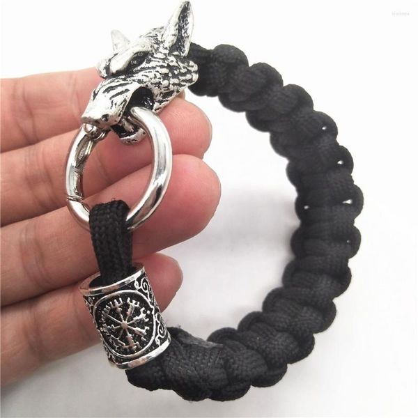 Pulseras de encanto Nostalgia Supervivencia Paracord Cuerda Cordón Pulsera Viking Joyería Para Mujer Para Hombre Runas Cuentas Accesorios DIY