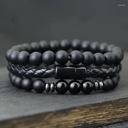 Bracelets de charme noter 3pcs hommes bracelet set 8 mm natural onyx yeux yeux de pierre