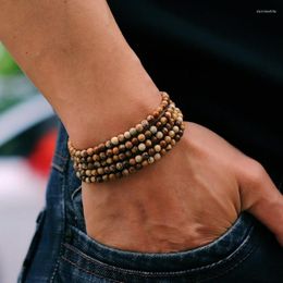 Bracelets de charme Noter 5pcs hommes bracelet ensemble naturel 4mm pierre bracelet obsidienne onyx perlé braslet punk bijoux pulseira masculina230r