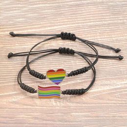 Bracelets de charme Noter LGBT Bracelet unisexe à la main tissé cire cordon Braslet réglable macramé Braclet Festival accessoires chaîne Pulseria