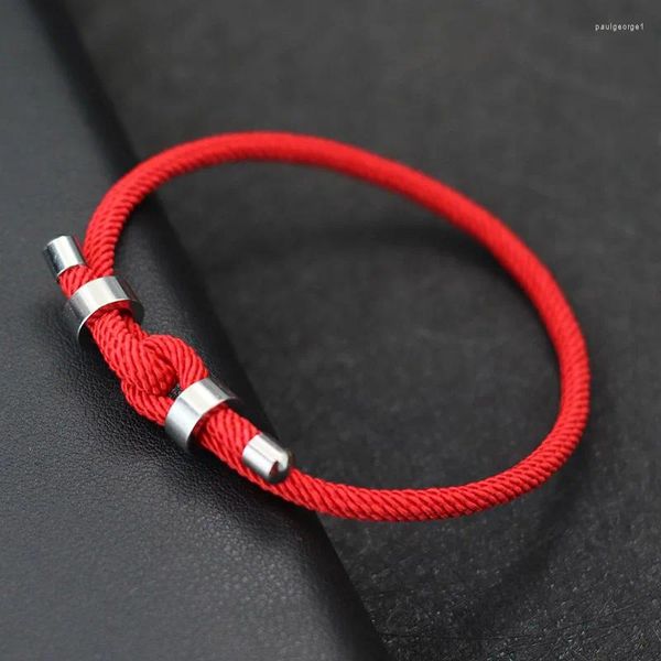 Pulseras de encanto Noter Lucky Pulsera de hilo rojo para hombres Sin desvanecimiento Acero inoxidable Cadena de cordón ajustable Braslet Pulsera Roja De Proteccion